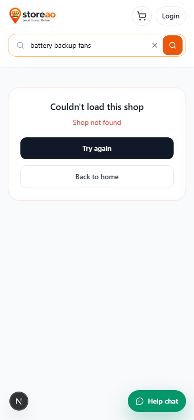 StoreAO search results page showing product and shop discovery